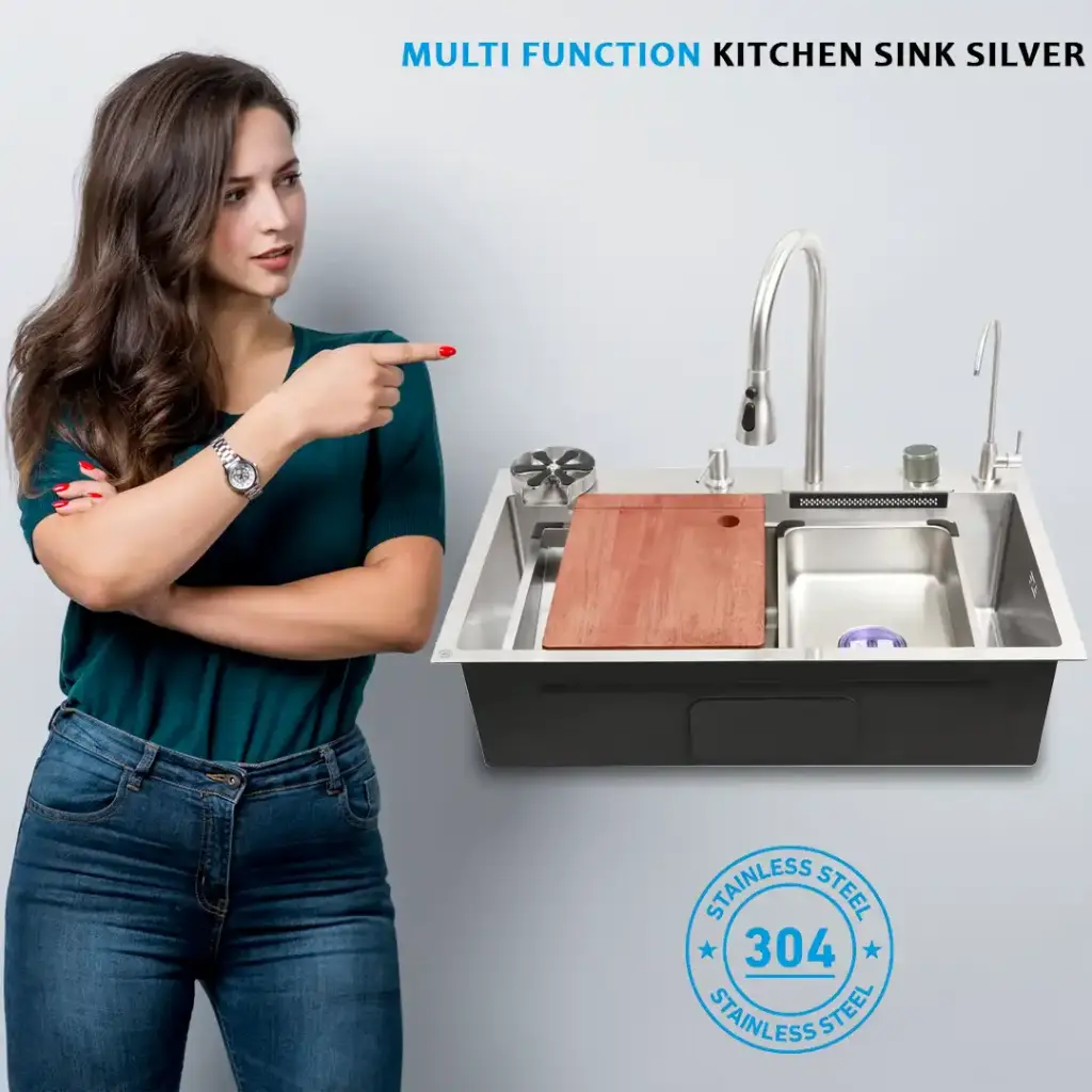 Multi Function Kitchen Sink Silver 304 SS Grad | Neer international